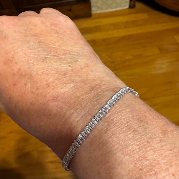 Neiman Marcus 14K White Gold Plated 4MM Classic CZ Bracelet - Picture 2 of 5